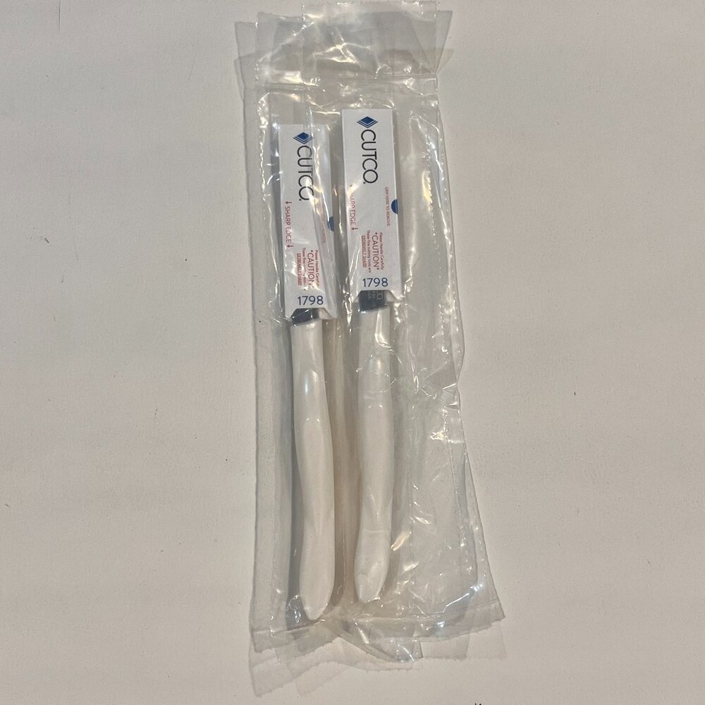 2x New Cutco #1798 White Mini Trimmer/Serrated Paring/Utility Sample Knives